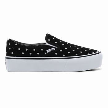 Vans Suede Polka Dot Classic Slip-On - Naisten Platform kengät - Mustat/Valkoinen